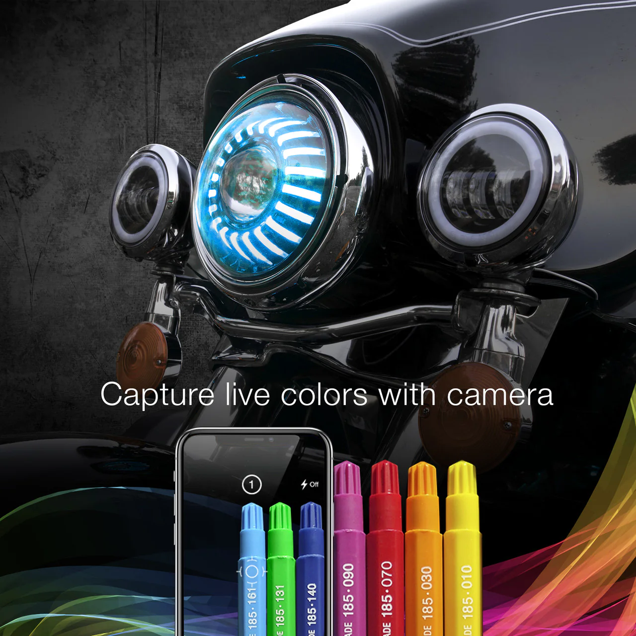 XKGlow RGB LED Headlight XKchrome Bluetooth App Controlled Kit (Harley) - 7 inches - Image 5