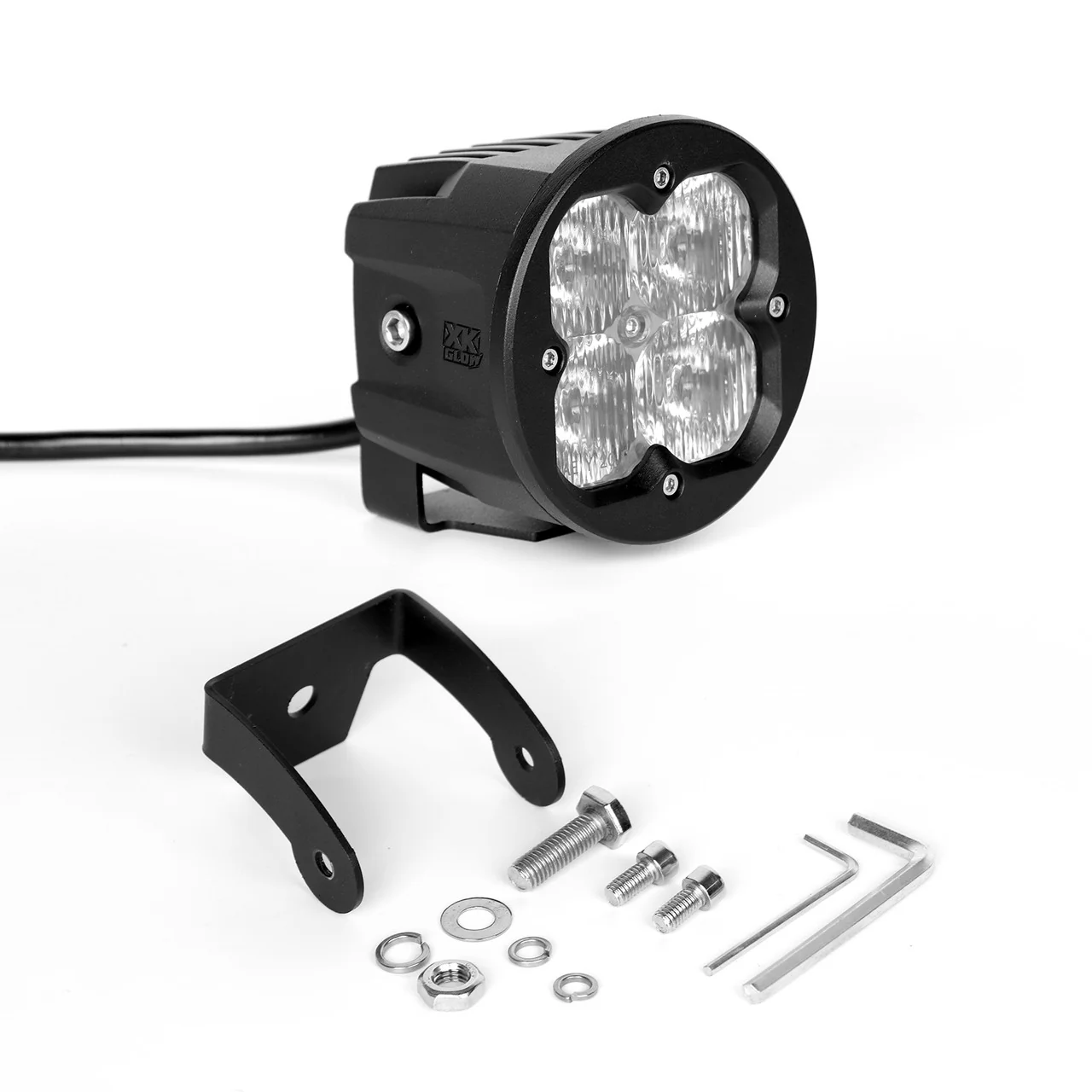 XKGlow Round XKchrome 20w LED Cube Light w/ RGB Accent Light Driving Beam w/ Fog Light Bracket - Driving/ Flood/ Fog/ Spot Beam - Image 2