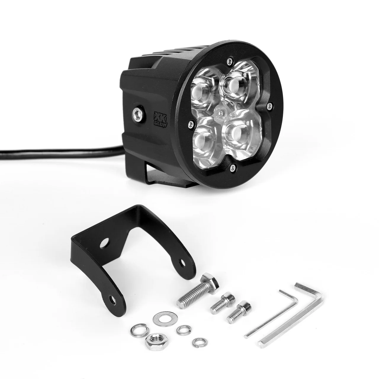 XKGlow Round XKchrome 20w LED Cube Light w/ RGB Accent Light Driving Beam w/ Fog Light Bracket - Driving/ Flood/ Fog/ Spot Beam - Image 3