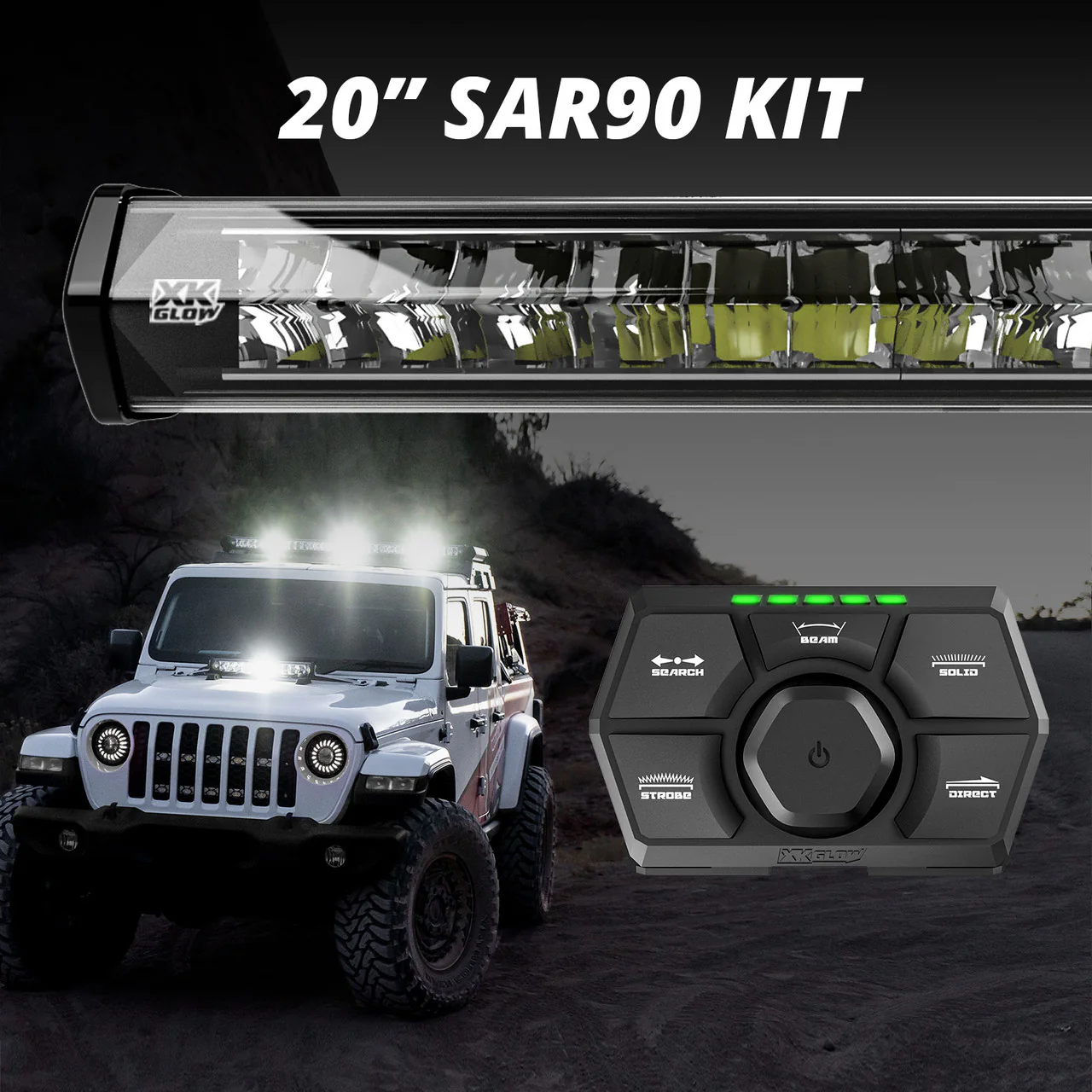 XKGlow SAR 90 Degrees Light Bar Kit Emergency Search & Rescue Light System - 20"/ 36"/ 52" Bar + Controller