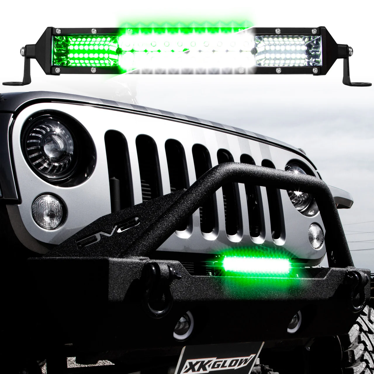 XKGlow  2-in-1 LED Light Bar w/ White & Hunting Green Flood & Spot Work Light + Free Wiring Harness [3 Year Warranty] 10/ 20/ 30 Inches - Image 3