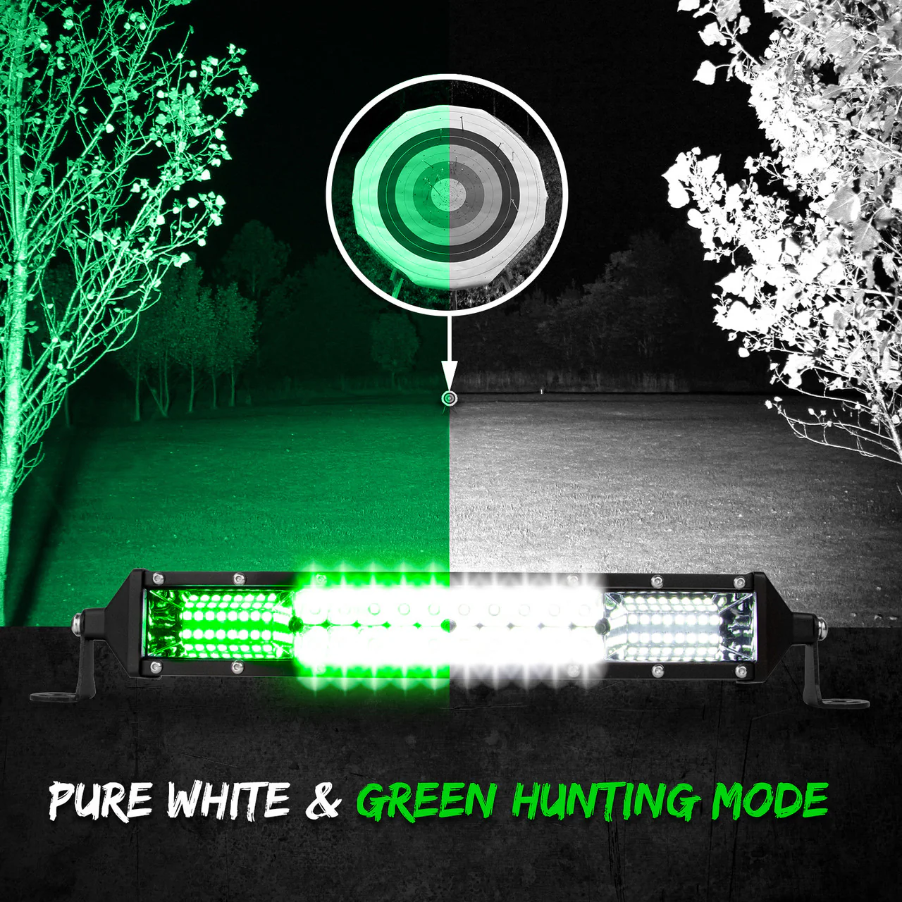 XKGlow  2-in-1 LED Light Bar w/ White & Hunting Green Flood & Spot Work Light + Free Wiring Harness [3 Year Warranty] 10/ 20/ 30 Inches - Image 5