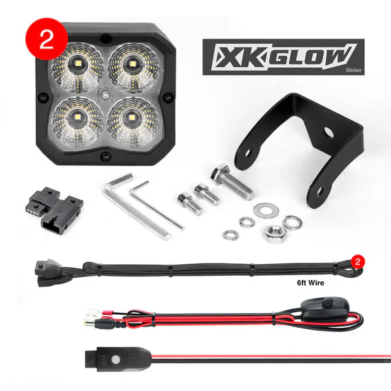XKGlow 2pc XKChrome 20w LED Cube Light + RGB Accent Light Kit - Driving Beam [w/ Controller] - Driving/ Flood/ Fog/ Spot Beam - Image 9
