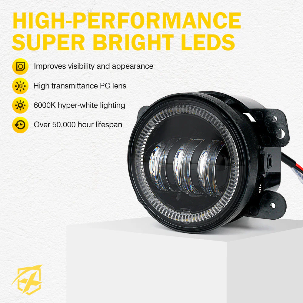 Xprite 4 Inch Halo LED Fog Lights Dodge Charger (11-13) [Escapade Series] Multiple Color Options - Image 6