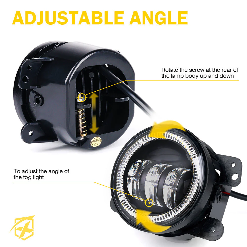 Xprite 4 Inch Halo LED Fog Lights Jeep Wrangler JK 2 / 4 Door (07-18) [Escapade Series] Multiple Color Options - Image 9
