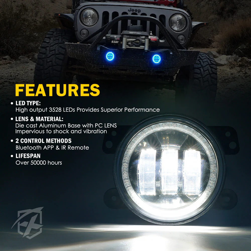 Xprite 4 Inch RGB LED Halo Fog Jeep Grand Cherokee (2011-2013) Escapade Series - Image 6