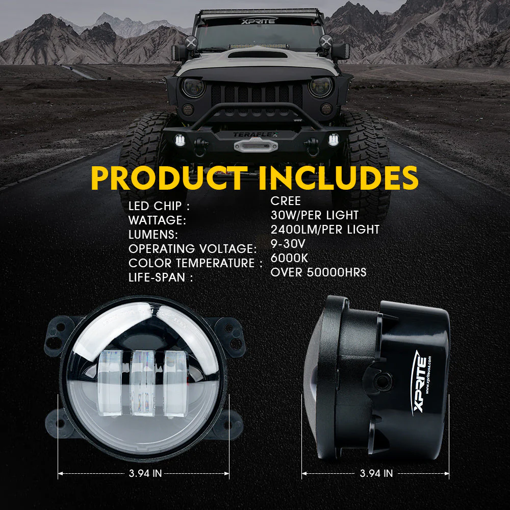Xprite 4" LED Fog Light Chrysler PT Cruiser (2006-2010) Explore Series - Image 8