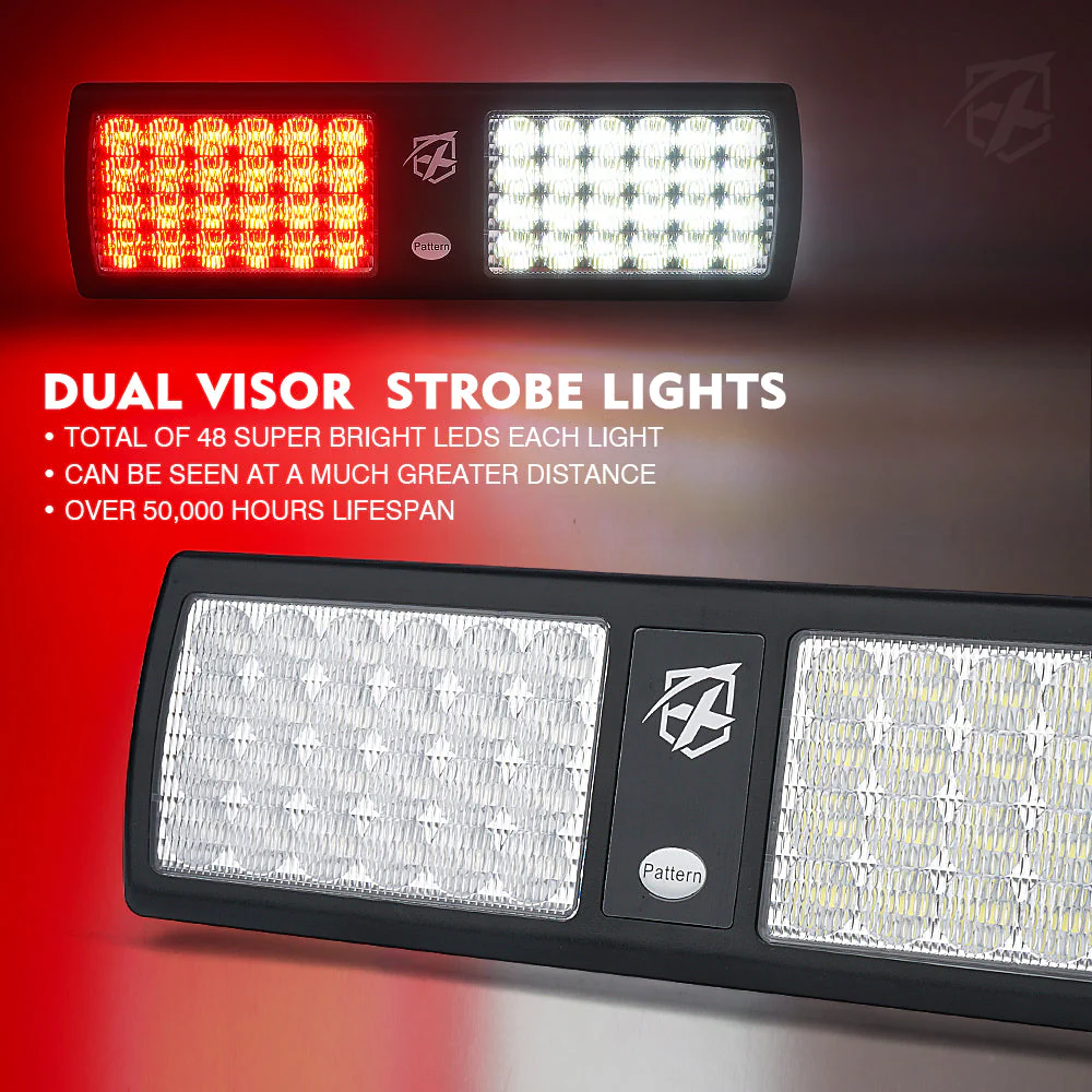 Xprite Agent Series Dual Windshield Sun Visor Strobe Lights - Image 7