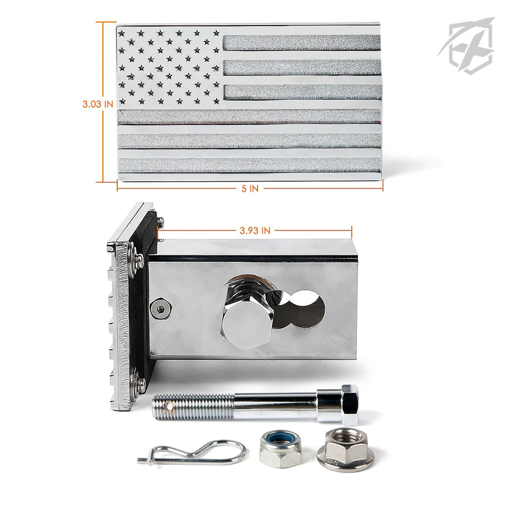Xprite Aluminum Trailer Hitch Cover with U.S. American Flag - 2" Receivers - Image 10
