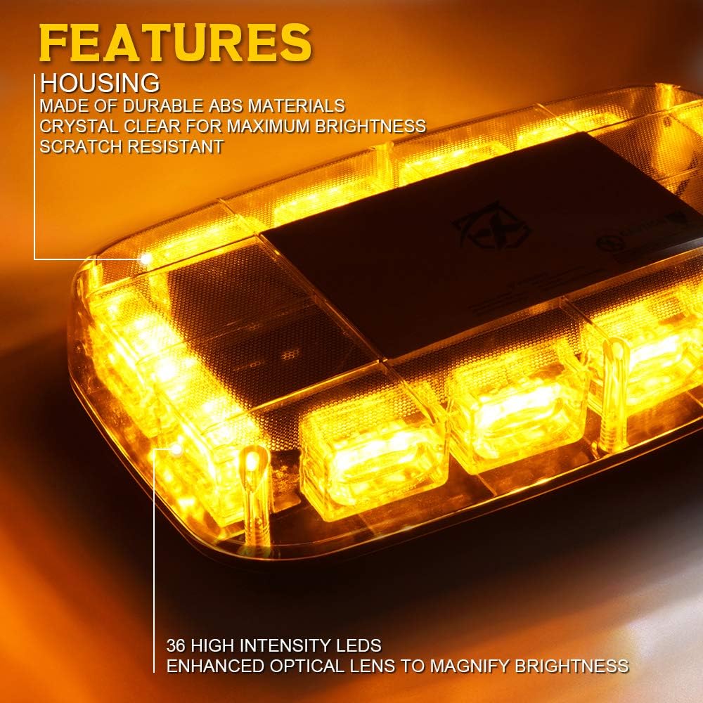 Xprite Blaze 2.0 Series Mini LED Rooftop Strobe Light Bar with Magnetic Base 72W - Multiple Light Color Option - Image 11