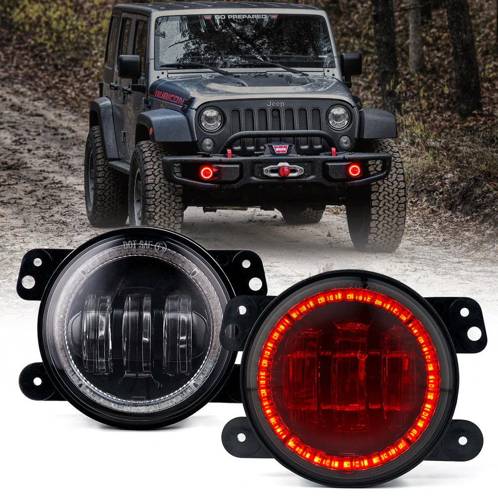 Xprite 4 Inch Halo LED Fog Lights Jeep Gladiator JT (2019-2022) [Escapade Series] Multiple Color Options - Image 3