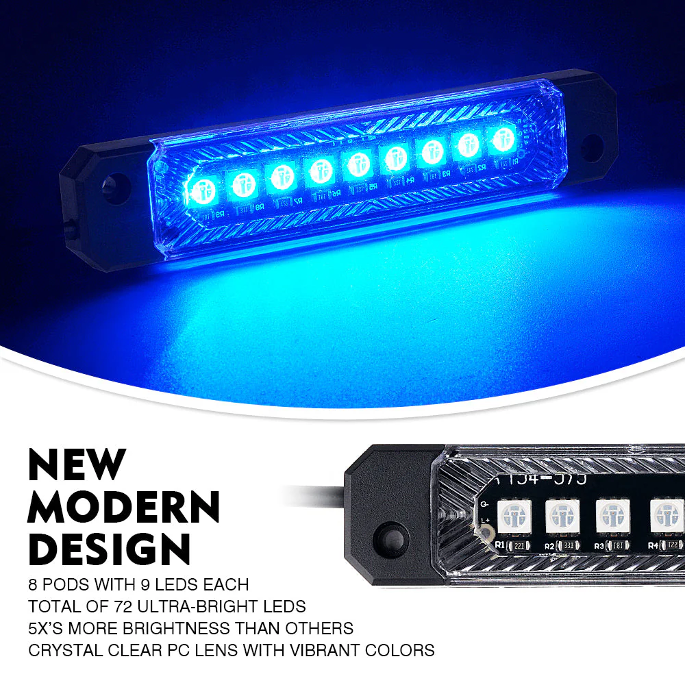Xprite Focal Series Truck Bed RGB LED Lights 8 Pods Set w/ Remote Control - Image 2