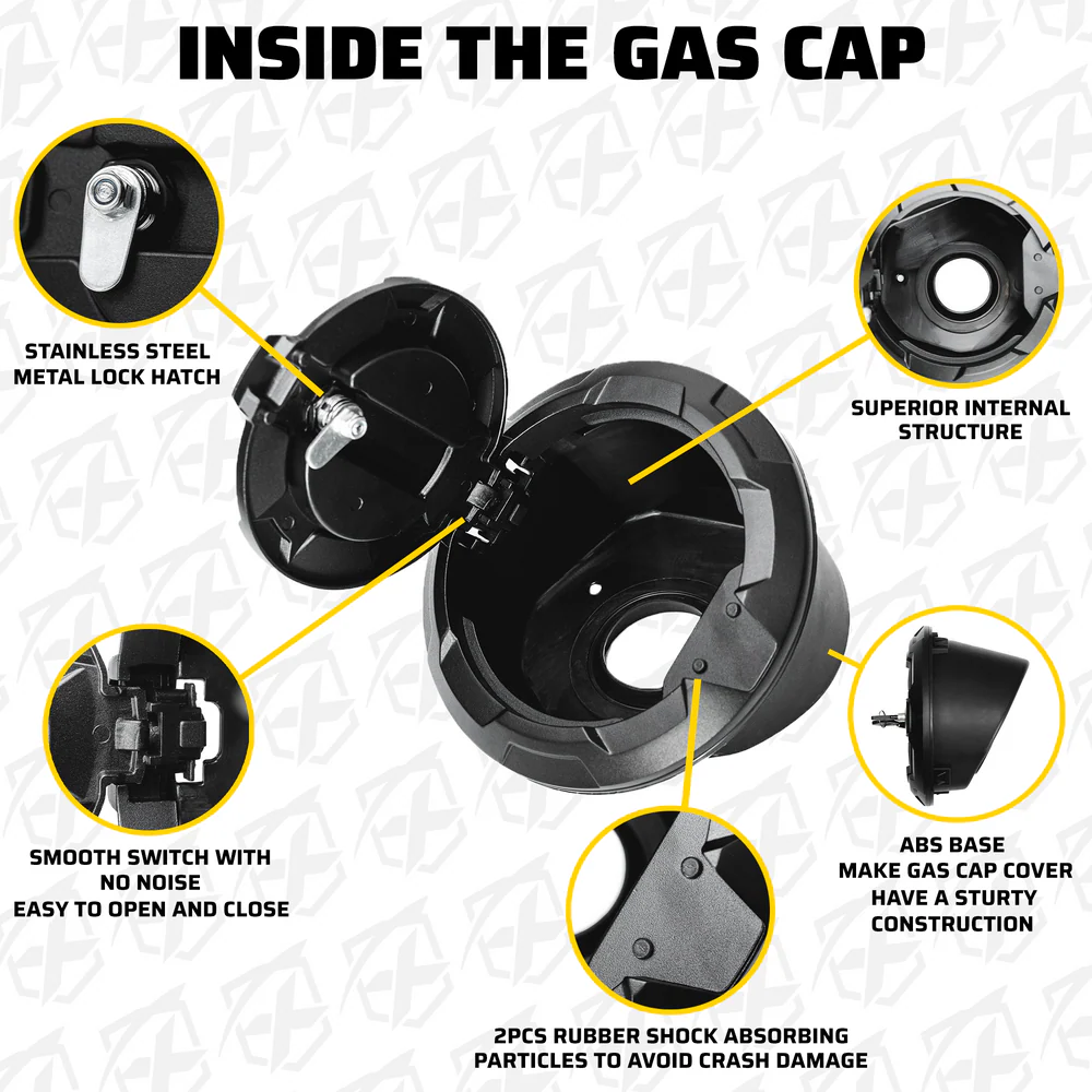 Xprite Gas Cap Cover Jeep Wrangler JL (2018-2022) with Simulated Key Latch - Image 5