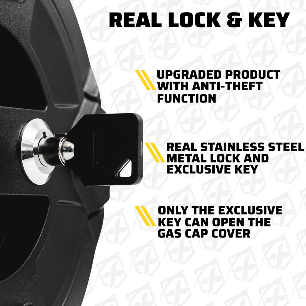 Xprite Gas Cap Cover Jeep Wrangler JL (2018-2022) with Simulated Key Latch - Image 6