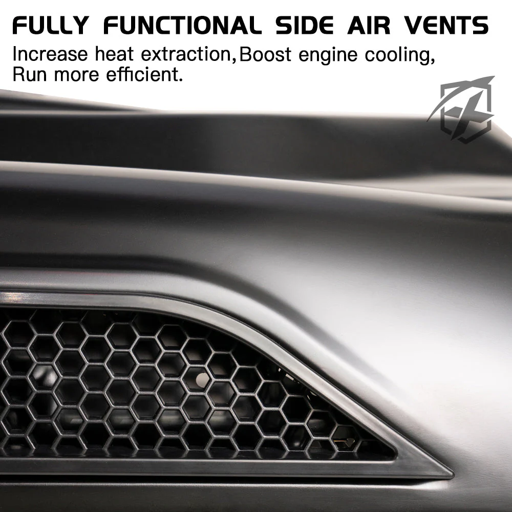 Xprite Hood Jeep Wrangler JL (18-22) [Unpainted - Red Rock Series] w/ Functional Air Vents - Image 4