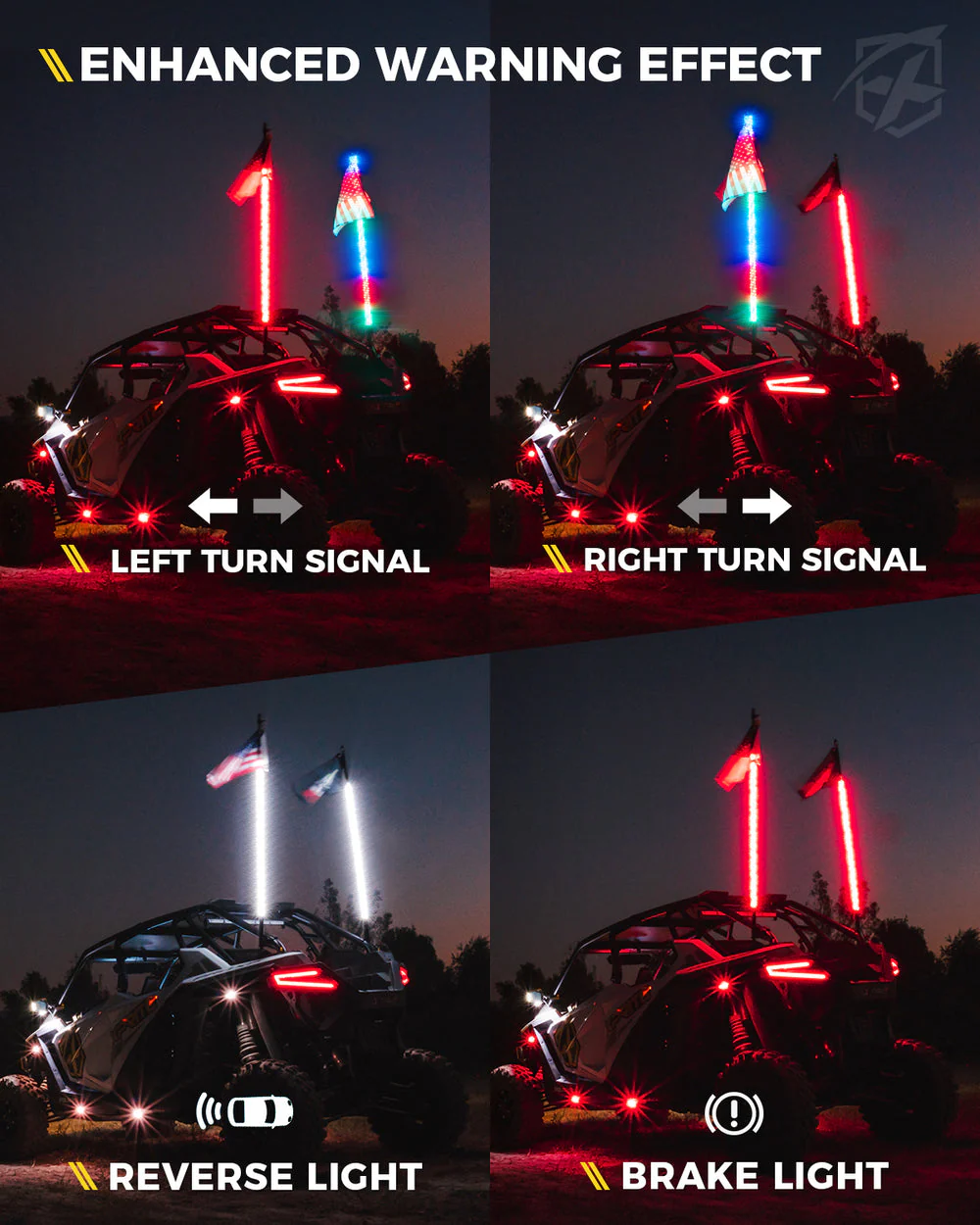 Xprite RGB LED Whip Lights w/ Spring Mount & U.S. Flag / Xprite Flag - Multiple Length Options - Image 4