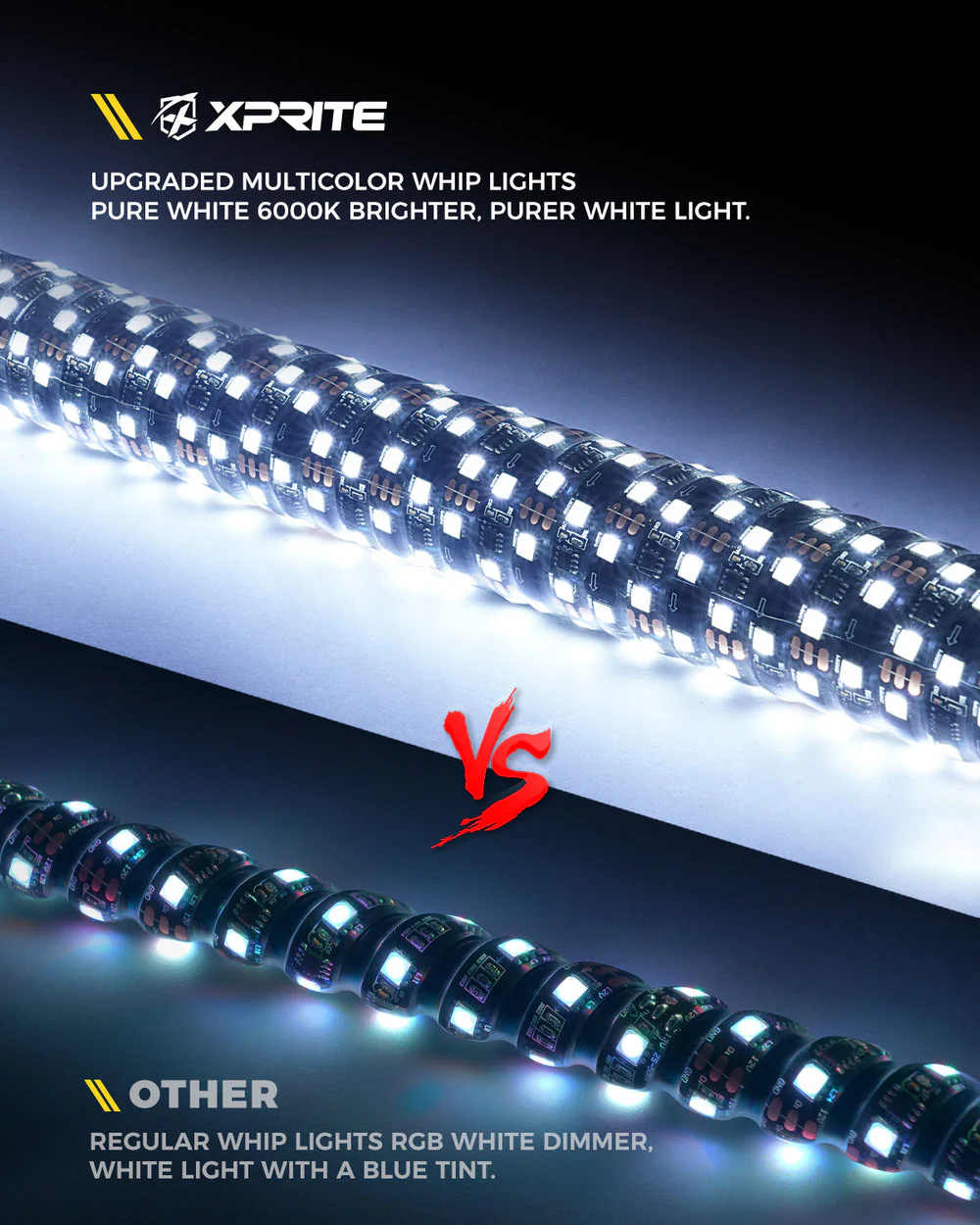 Xprite RGB-W Fat LED Whip Lights w/ U.S. / Xprite Flag - Multiple Length Options - Image 9