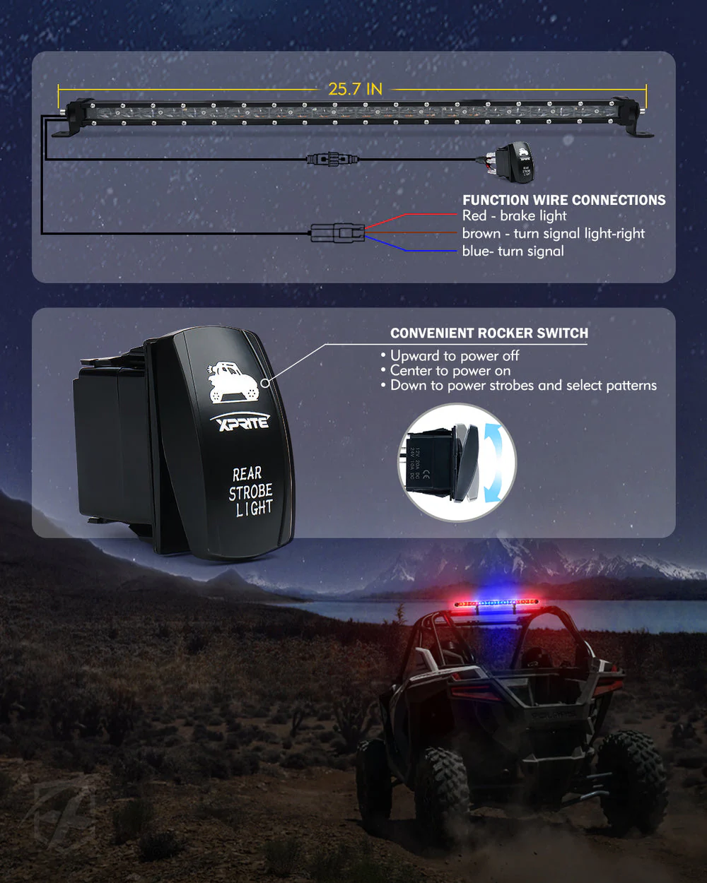 Xprite SL Series 25.5" Slim LED Rear Chase Light Bar - Multiple Light Color Options - Image 7
