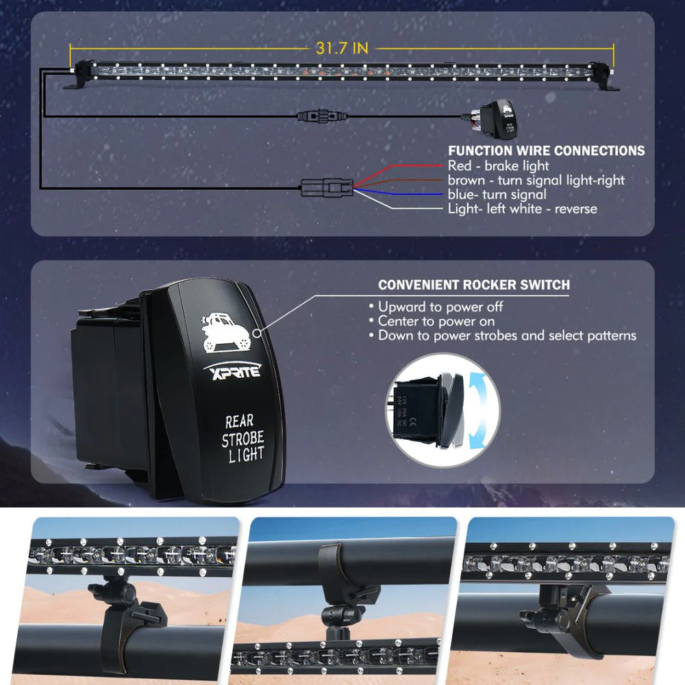 Xprite SL Series 32" Slim LED Rear Chase Light Bar - Multiple Light Color Options - Image 8