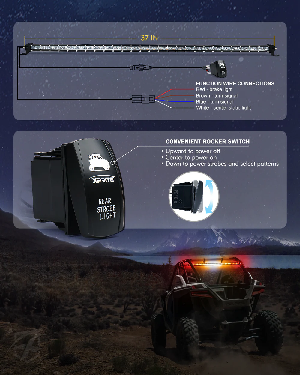 Xprite SL Series 38" Slim LED Rear Chase Light Bar - Multiple Light Color Options - Image 7