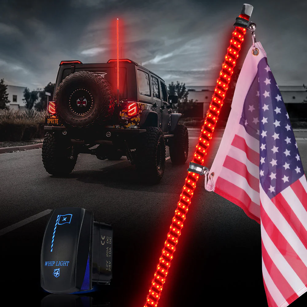 Xprite Spiral Solid Color LED Flag Pole Whip Light - Multiple Length & Light Color Options - Image 3