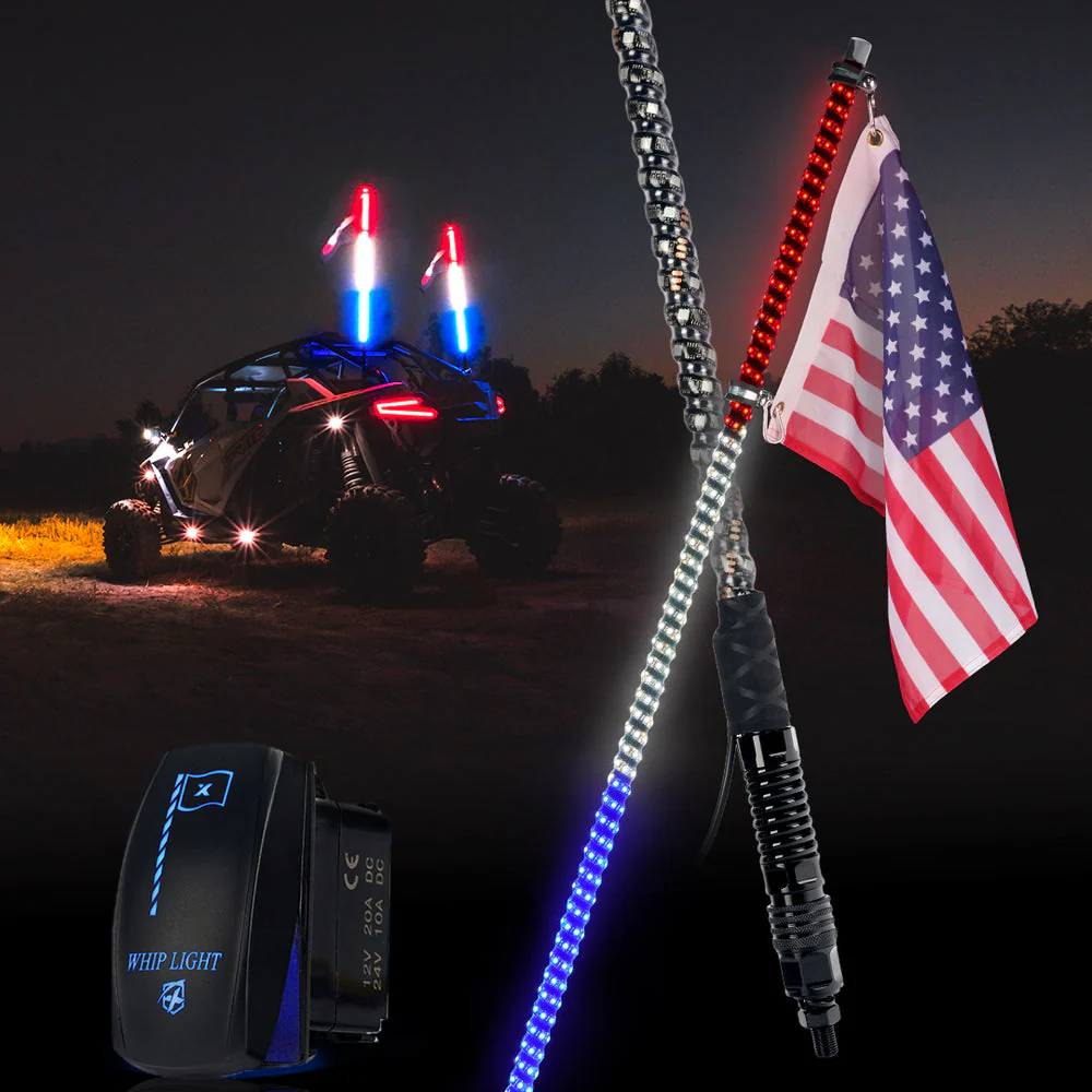 Xprite Spiral Solid Color LED Flag Pole Whip Light - Multiple Length & Light Color Options - Image 4