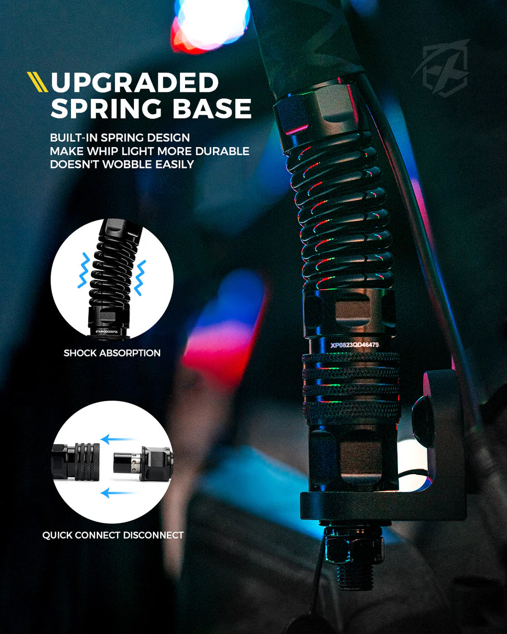 Xprite Spiral Solid Color LED Flag Pole Whip Light - Multiple Length & Light Color Options - Image 5
