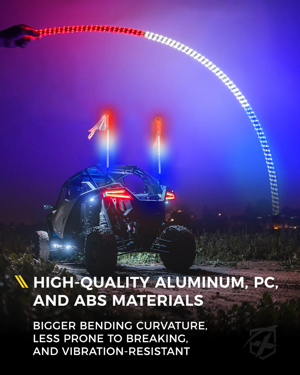 Xprite Spiral Solid Color LED Flag Pole Whip Light - Multiple Length & Light Color Options - Image 9