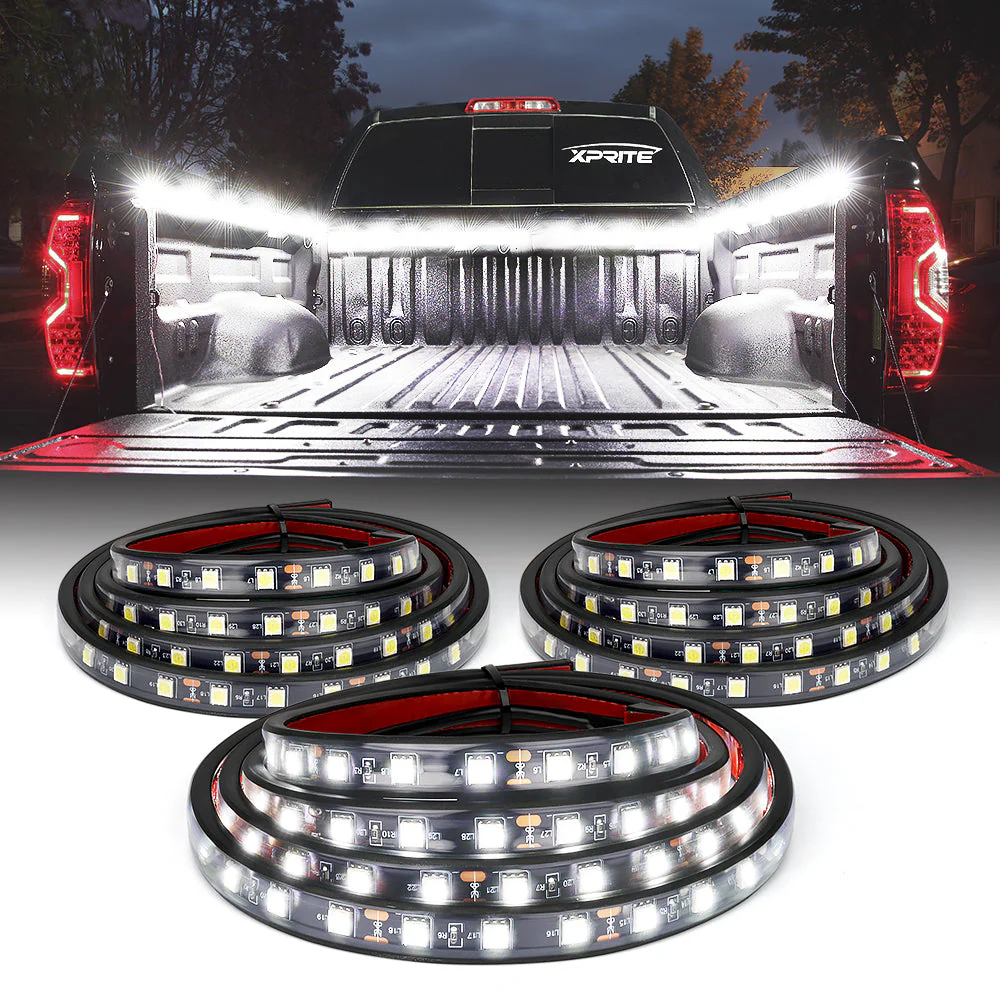 Xprite Spire 3 Series White LED Truck Bed Light Strips - 3 x 60" LED strips