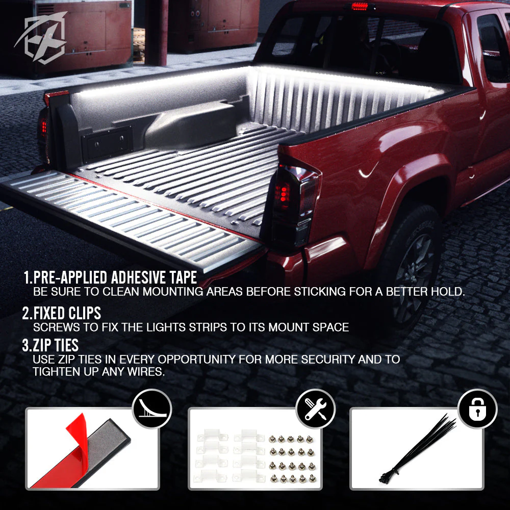 Xprite Spire 3 Series White LED Truck Bed Light Strips - 3 x 60" LED strips - Image 6