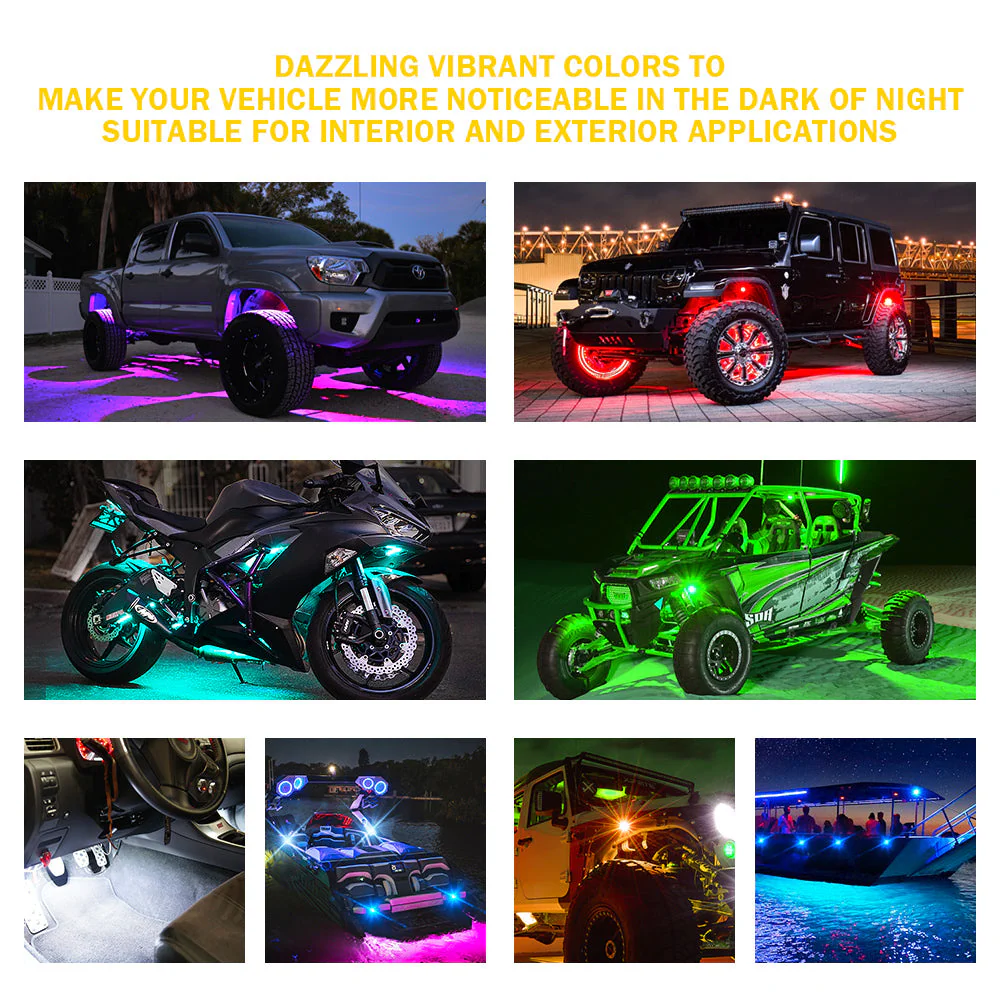 Xprite Trophy Series RGBW LED Rock Lights Kit w/ Bluetooth Control - 4 pcs / 6pcs / 8pcs / 10pcs - Image 10