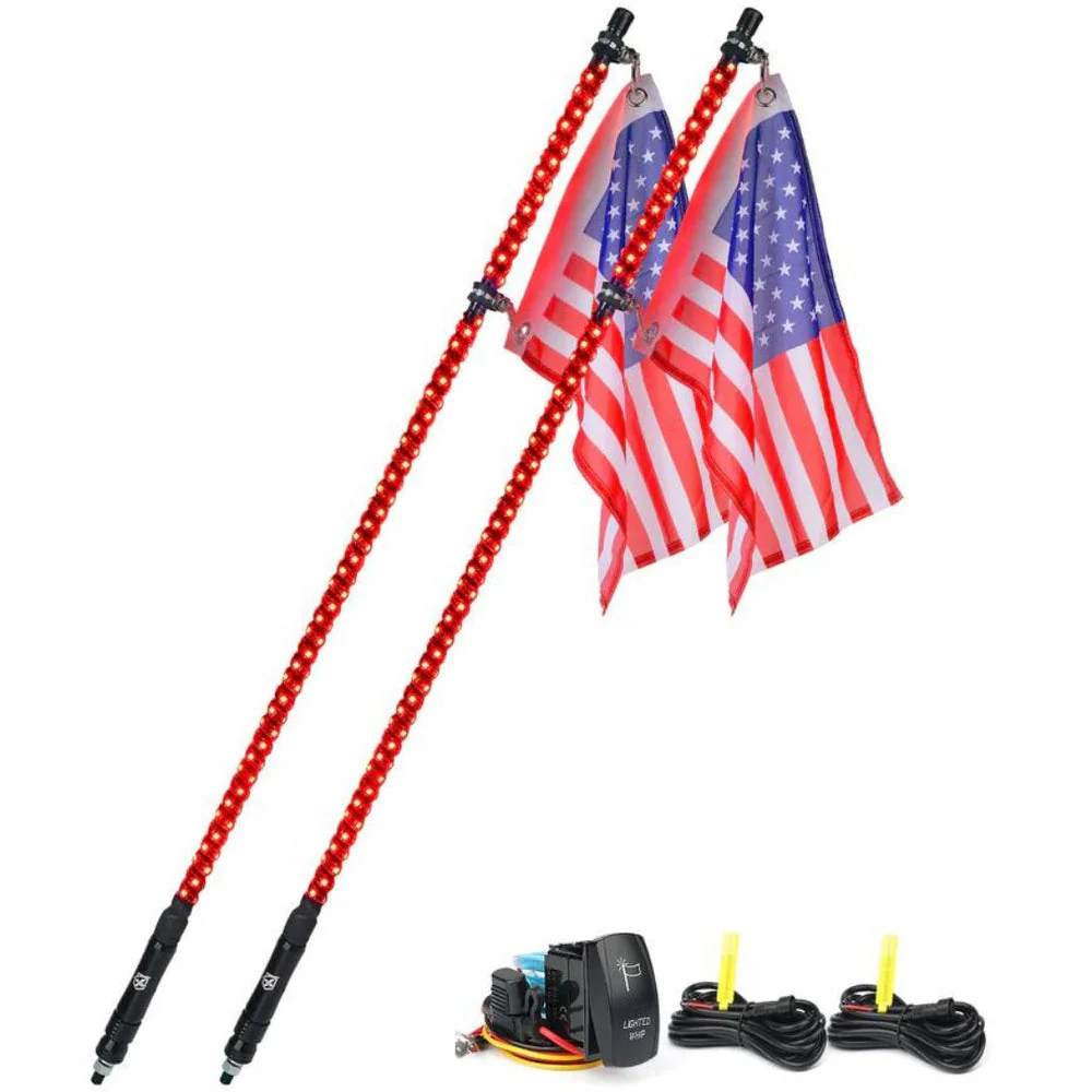 Xprite Twister Series Spiral Solid Color LED Flag Pole Whip Light - Multiple Length Options - Image 10
