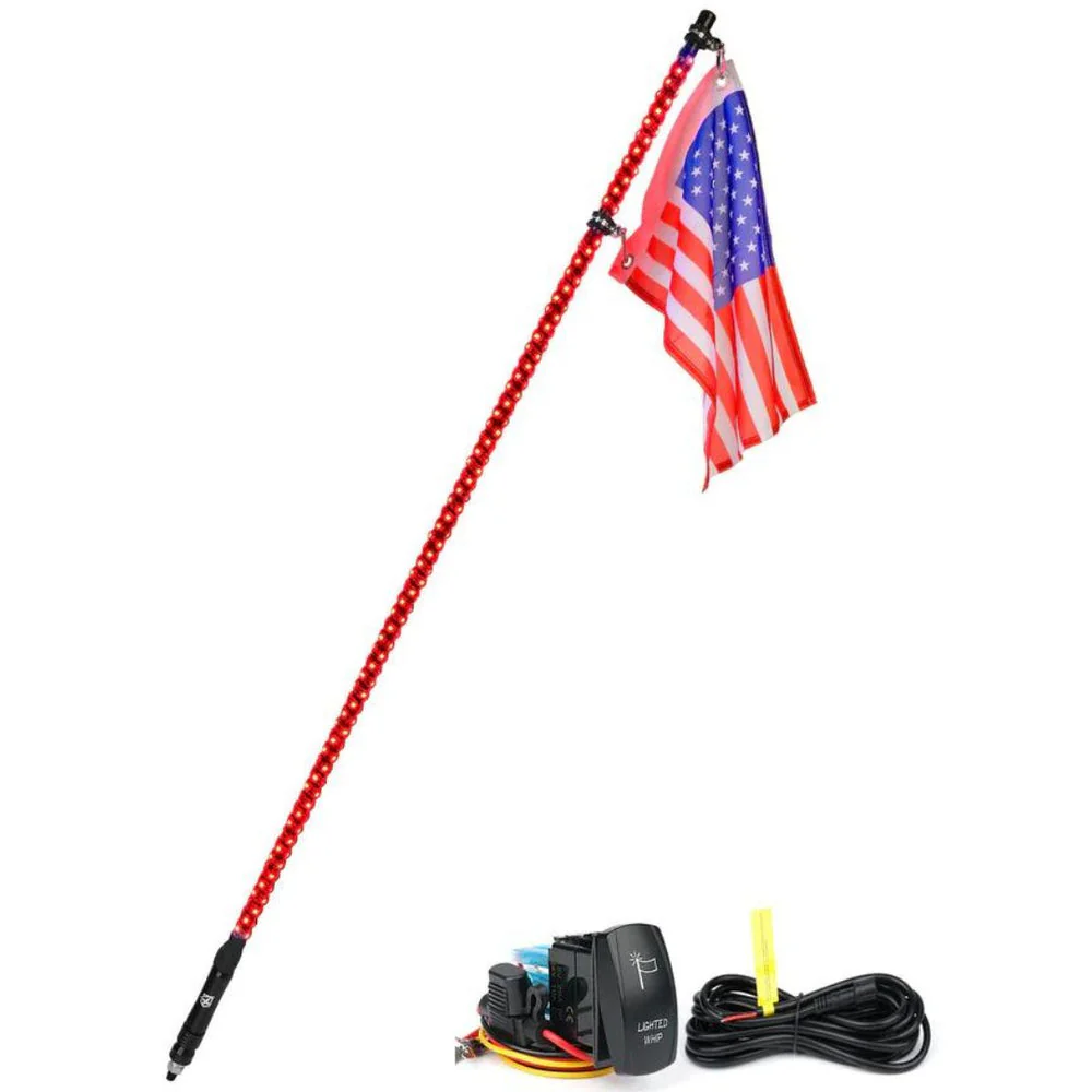 Xprite Twister Series Spiral Solid Color LED Flag Pole Whip Light - Multiple Length Options - Image 11