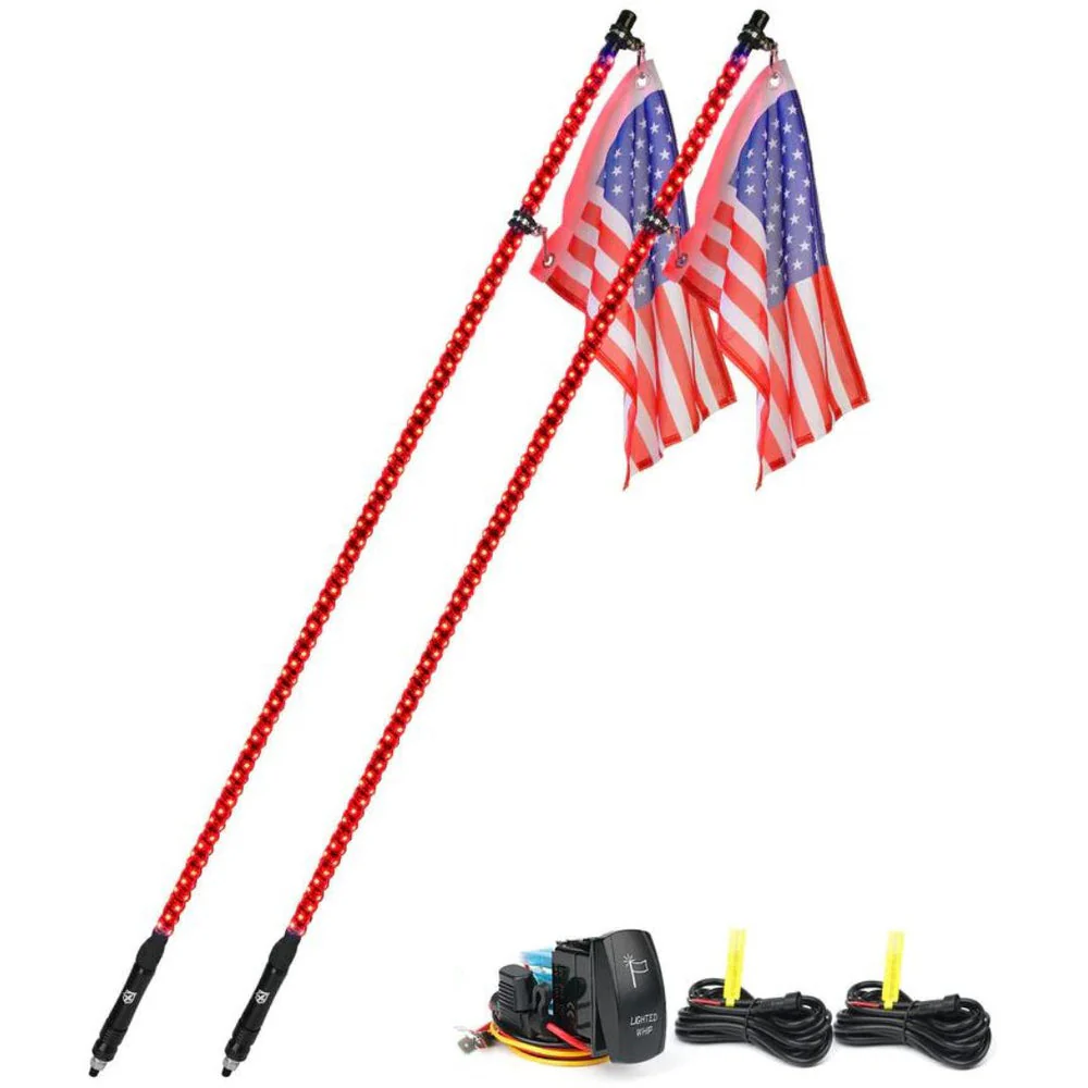 Xprite Twister Series Spiral Solid Color LED Flag Pole Whip Light - Multiple Length Options - Image 12