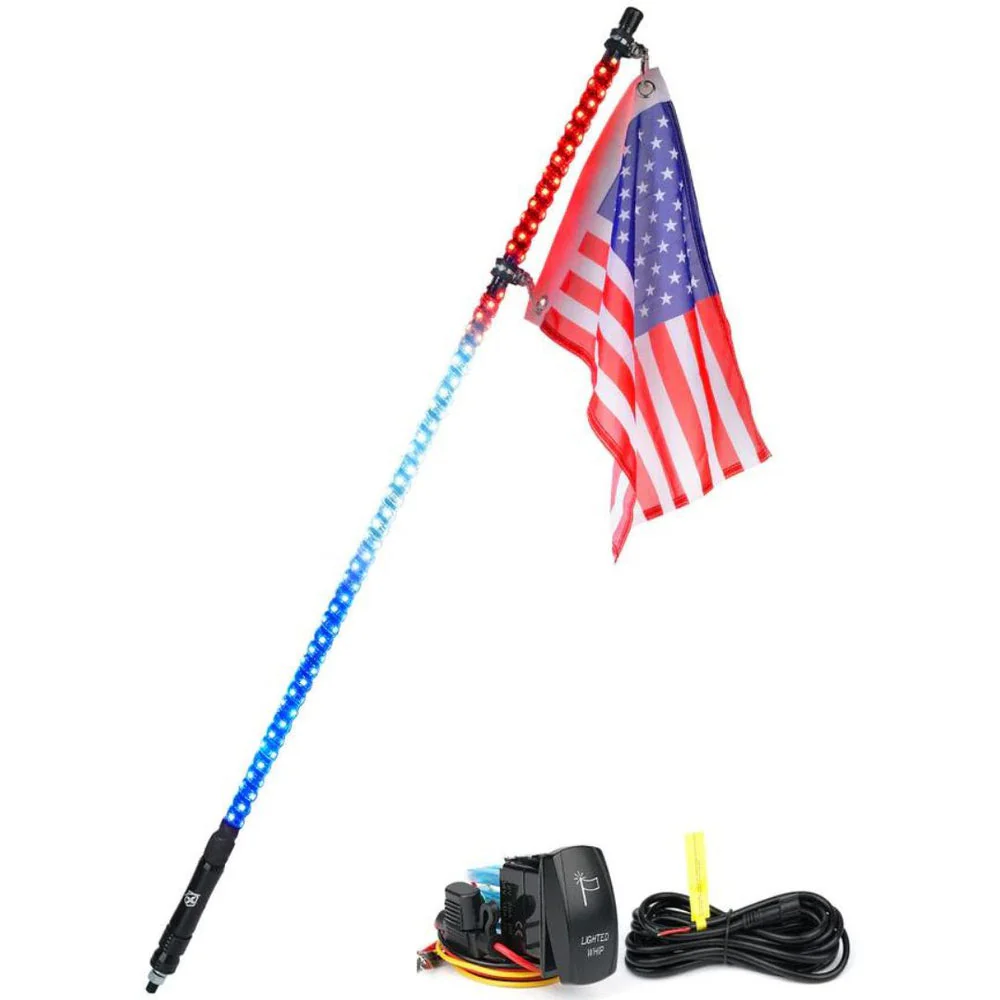 Xprite Twister Series Spiral Solid Color LED Flag Pole Whip Light - Multiple Length Options - Image 13