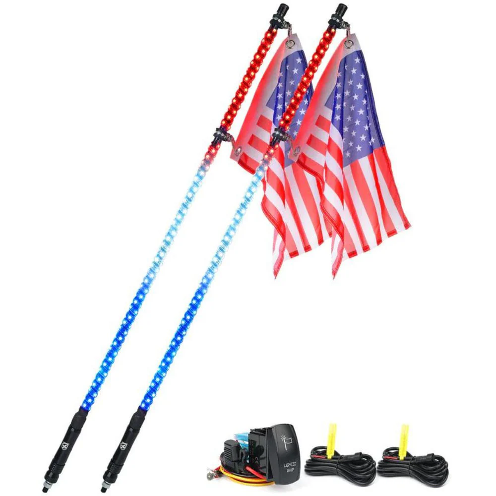 Xprite Twister Series Spiral Solid Color LED Flag Pole Whip Light - Multiple Length Options - Image 14