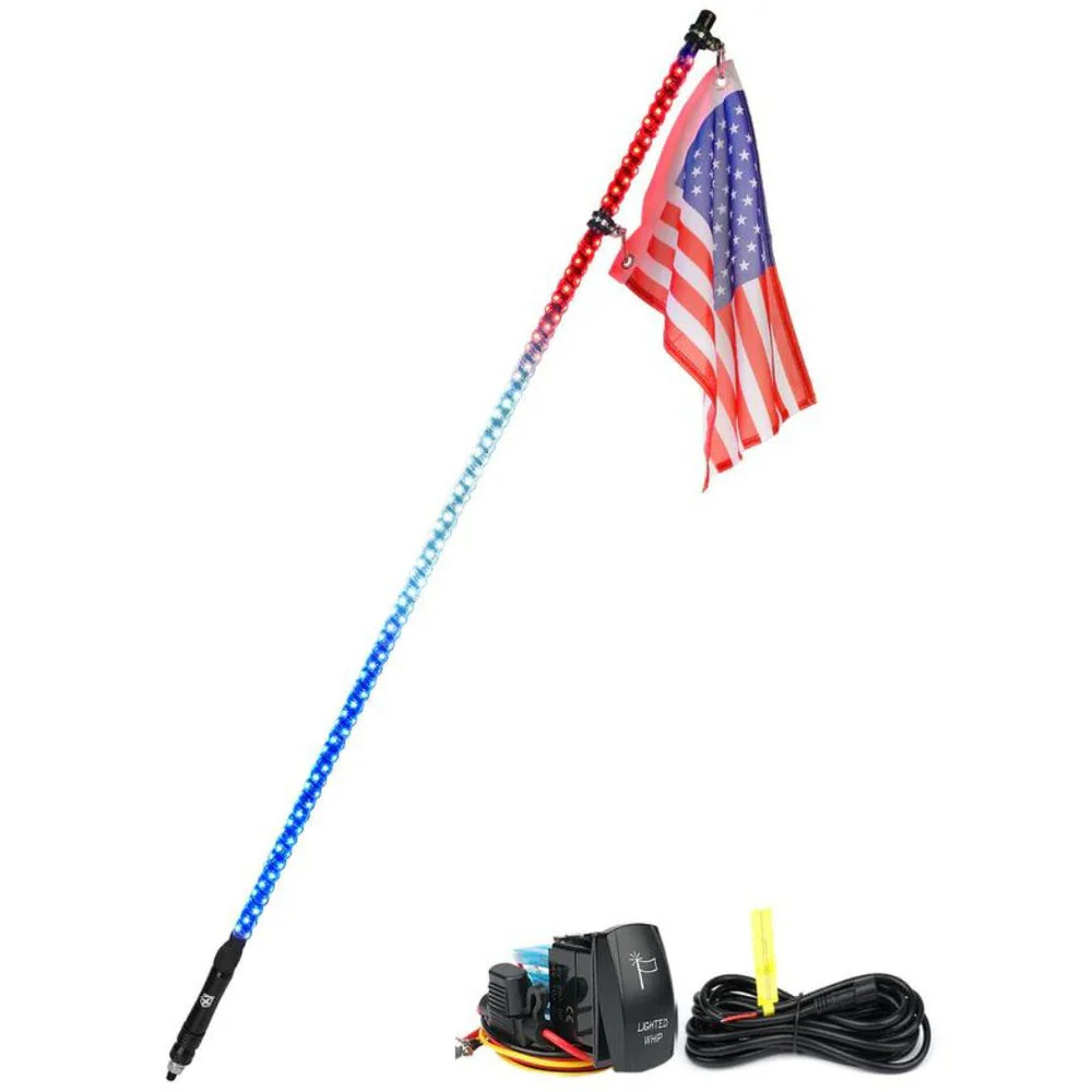 Xprite Twister Series Spiral Solid Color LED Flag Pole Whip Light - Multiple Length Options - Image 15