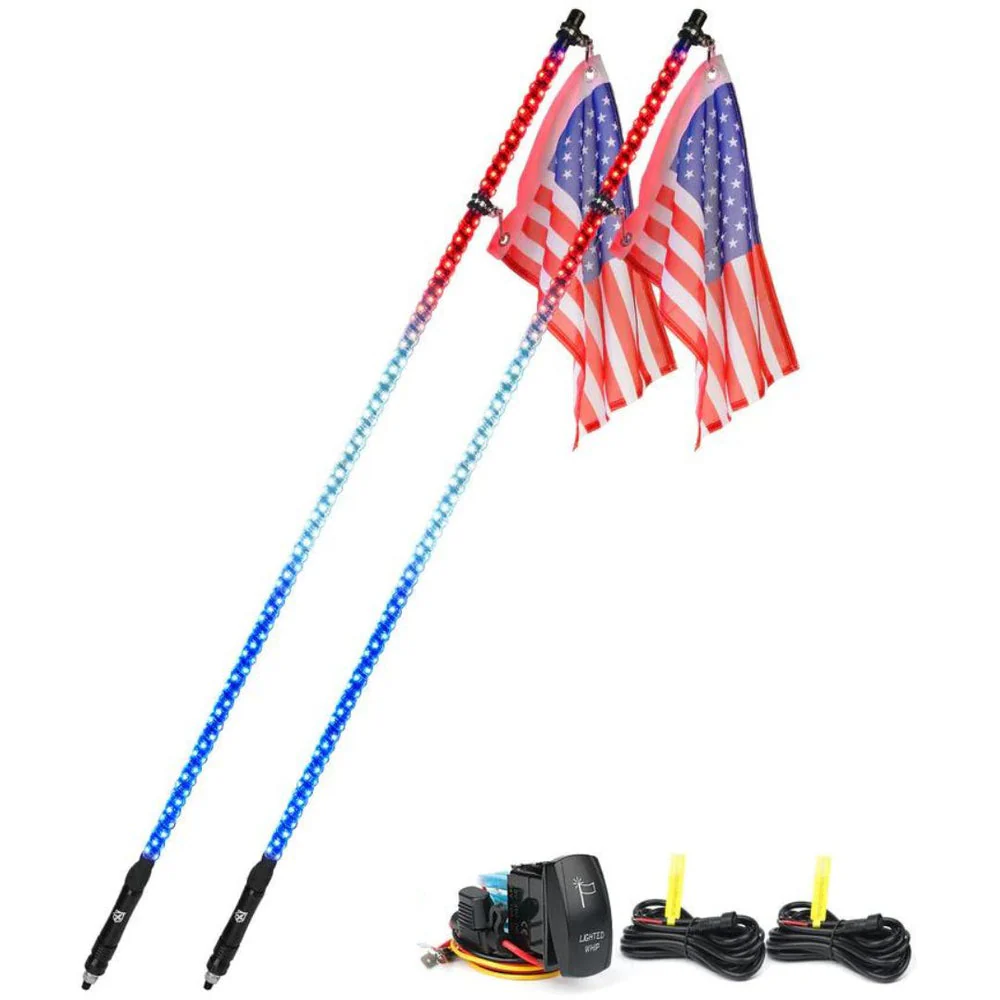 Xprite Twister Series Spiral Solid Color LED Flag Pole Whip Light - Multiple Length Options - Image 16