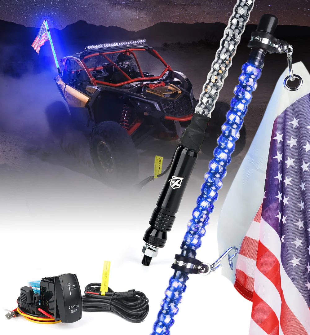 Xprite Twister Series Spiral Solid Color LED Flag Pole Whip Light - Multiple Length Options - Image 17