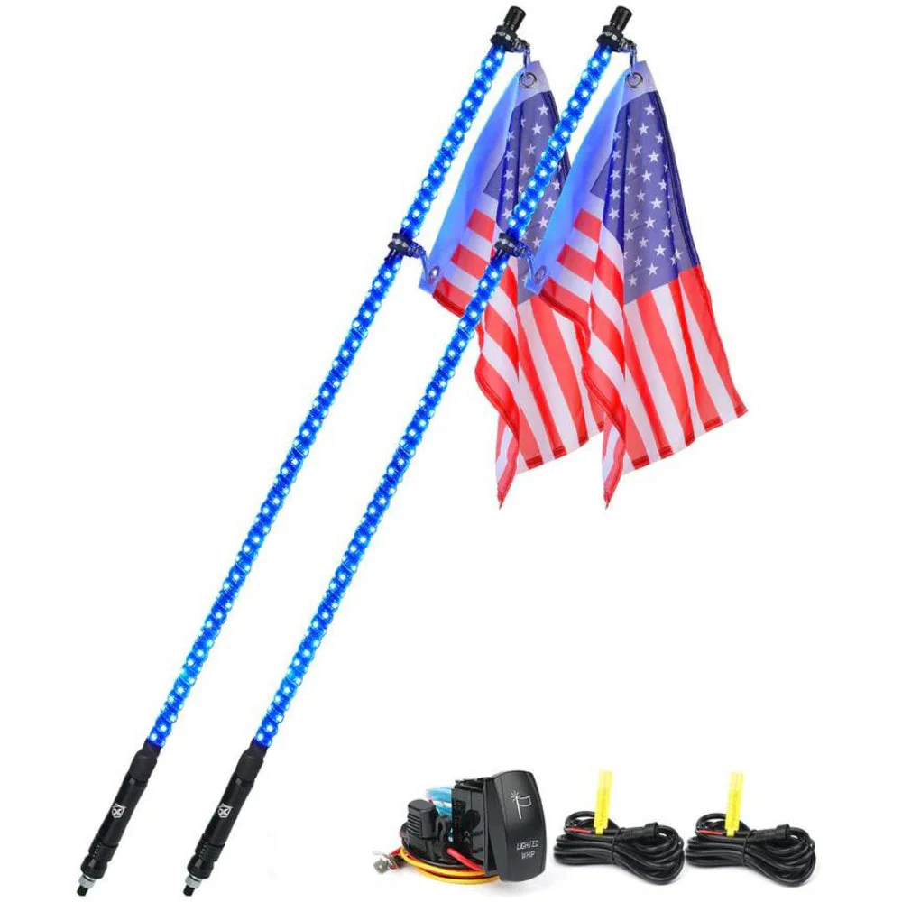 Xprite Twister Series Spiral Solid Color LED Flag Pole Whip Light - Multiple Length Options - Image 2