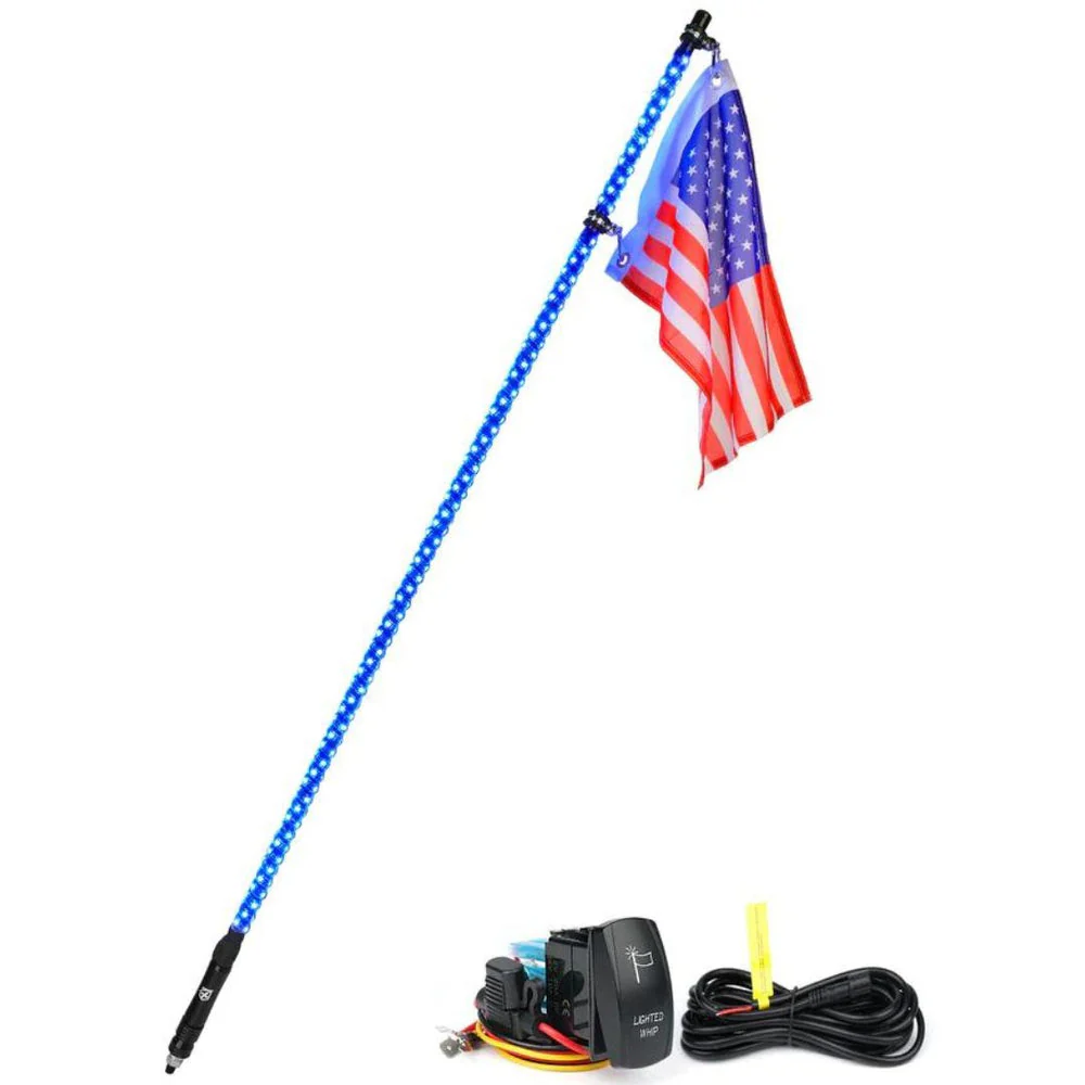 Xprite Twister Series Spiral Solid Color LED Flag Pole Whip Light - Multiple Length Options - Image 3