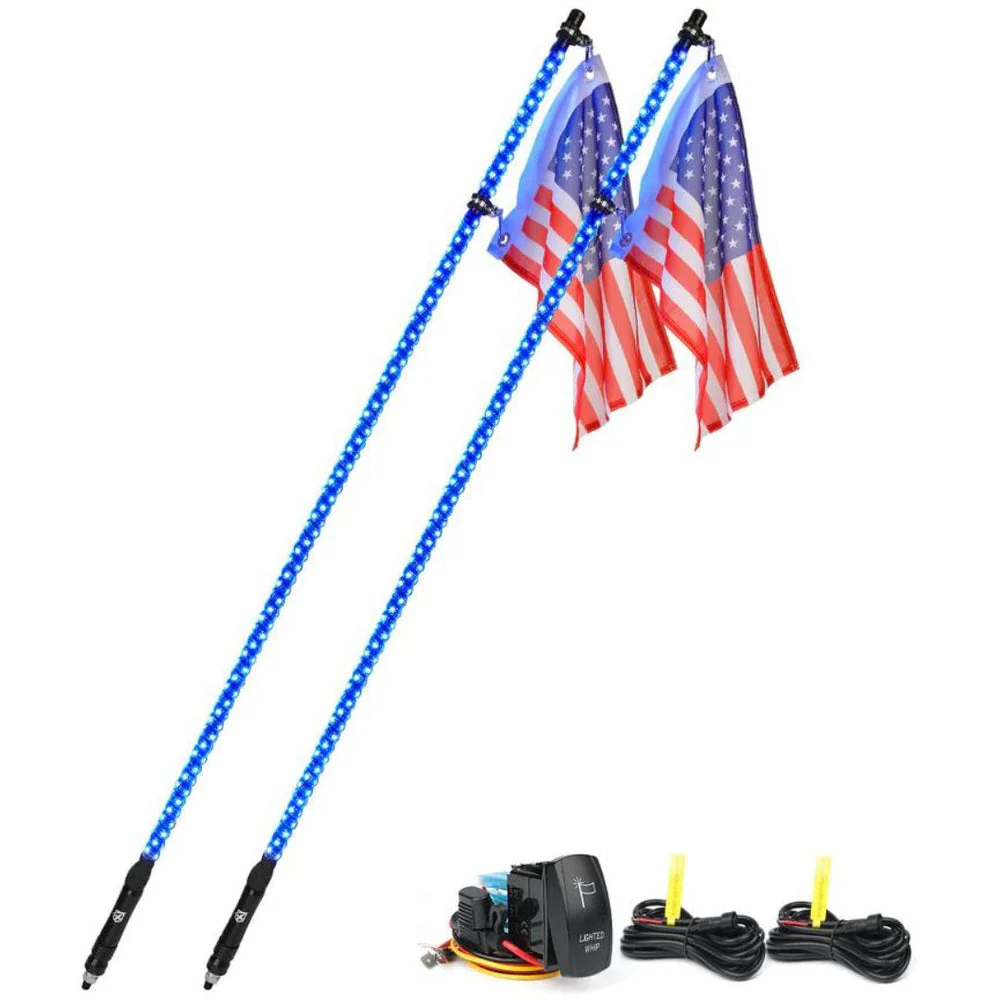 Xprite Twister Series Spiral Solid Color LED Flag Pole Whip Light - Multiple Length Options - Image 4