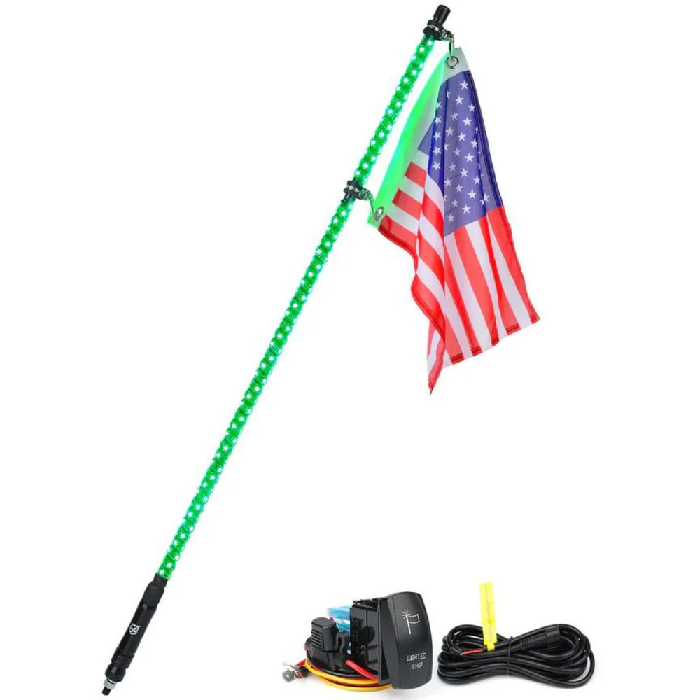 Xprite Twister Series Spiral Solid Color LED Flag Pole Whip Light - Multiple Length Options - Image 5