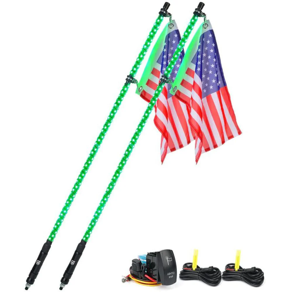 Xprite Twister Series Spiral Solid Color LED Flag Pole Whip Light - Multiple Length Options - Image 6