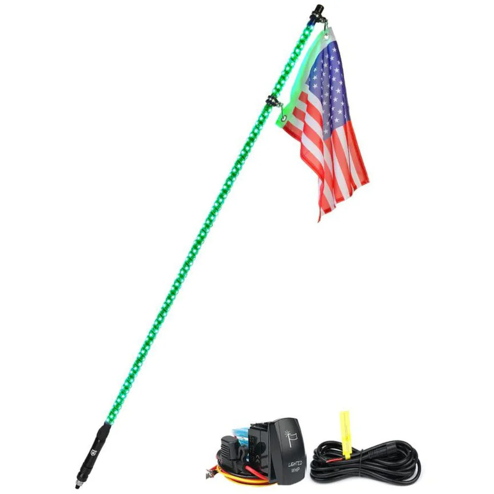 Xprite Twister Series Spiral Solid Color LED Flag Pole Whip Light - Multiple Length Options - Image 7