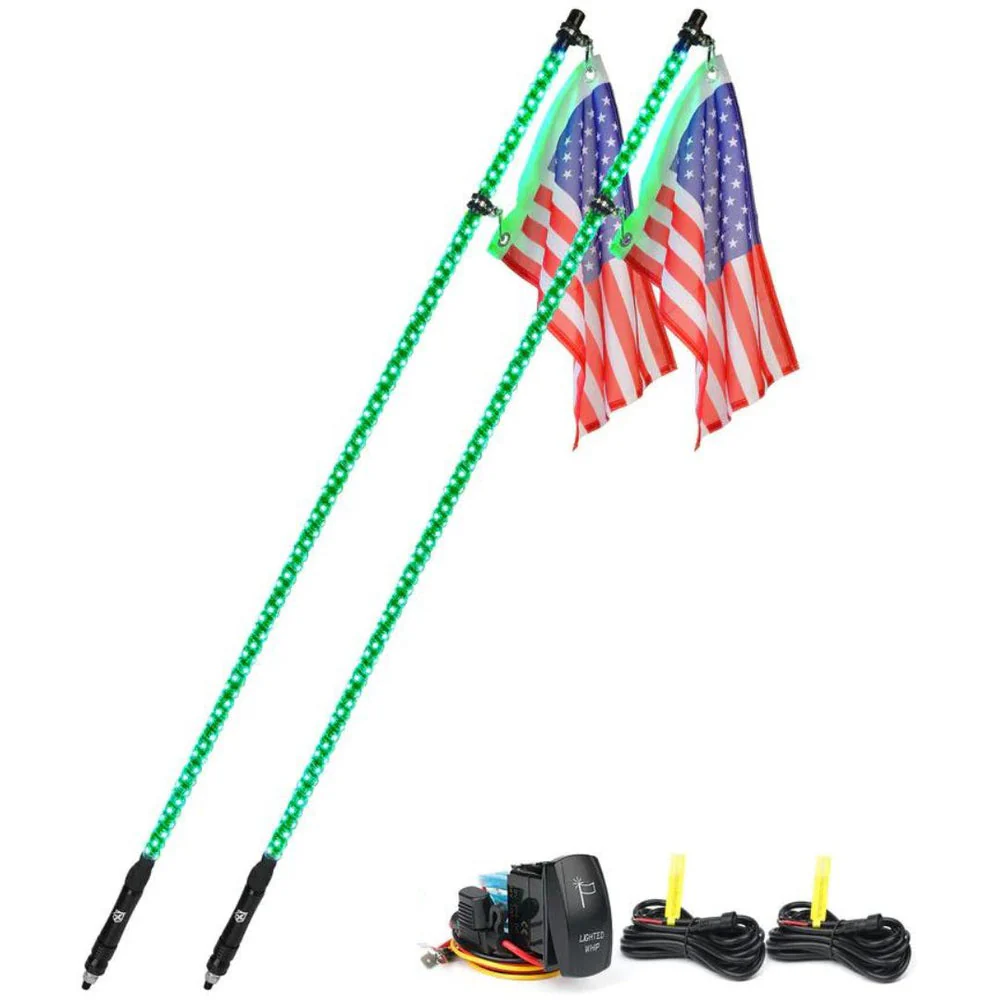 Xprite Twister Series Spiral Solid Color LED Flag Pole Whip Light - Multiple Length Options - Image 8