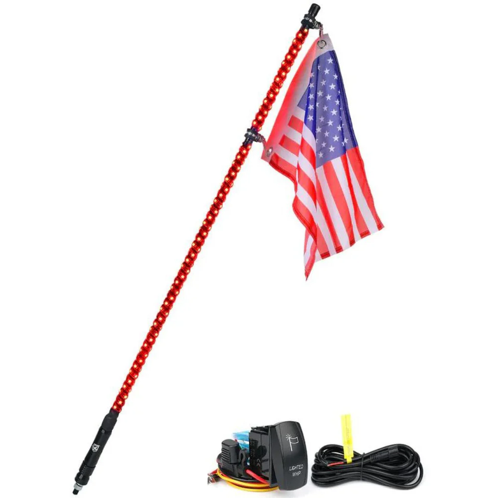 Xprite Twister Series Spiral Solid Color LED Flag Pole Whip Light - Multiple Length Options - Image 9