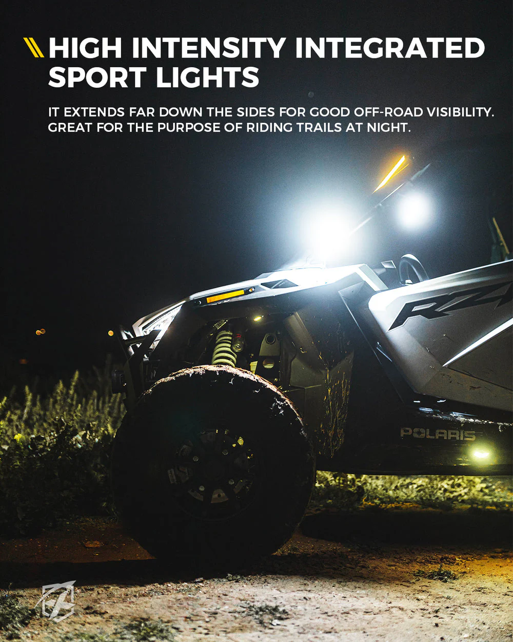 Xprite UTV Side Mirrors w/ LED Spotlight & Puddle Light [1.75" to 2" Rollbar Cages] Clear or Smoke Lens - Image 4