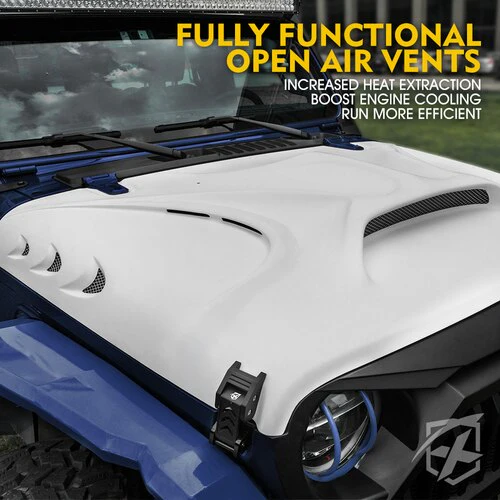 Xprite Lightweight Hood Jeep Wrangler JK (2007-2018) - ZR1 / Beast / Transformer Series with Heat Extractors - Image 15