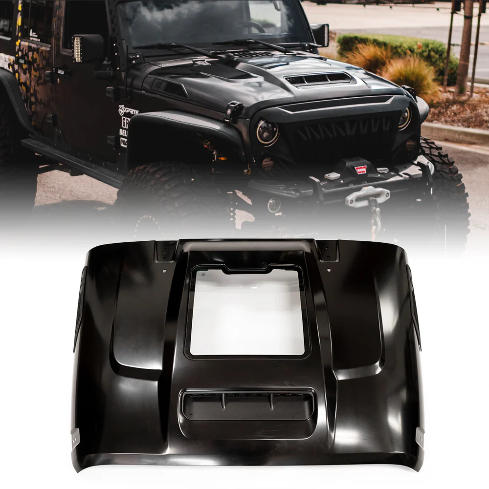 Xprite ZR1 Hood Jeep Wrangler JL (2018-2022) w/ Functional Heat Extractor Vent - Image 2